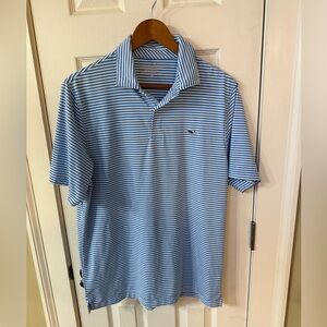 Vineyard Vines Performance Polo Shirt Mens Short Sleeve Blue Stripe Size M